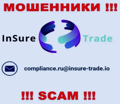 Компания InSure-Trade Io не скрывает свой электронный адрес и размещает его на своем веб-портале