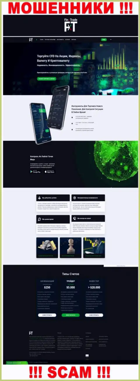 Обзор официального web-сайта махинаторов Finx Trade Ltd