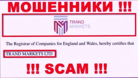 Юридическое лицо компании TrandMarkets - это TRAND MARKETS LTD, инфа взята с официального интернет-площадки