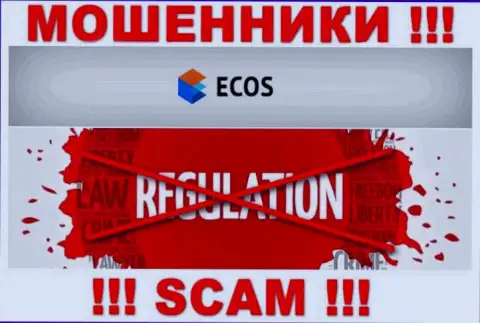 На сайте мошенников ЭКОС нет информации о регуляторе - его попросту нет