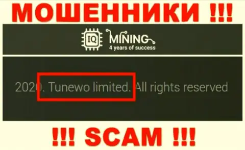 Мошенники IQ Mining сообщают, что Tunewo Limited владеет их разводняком