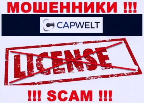 Совместное взаимодействие с internet-махинаторами CapWelt не принесет прибыли, у этих разводил даже нет лицензии