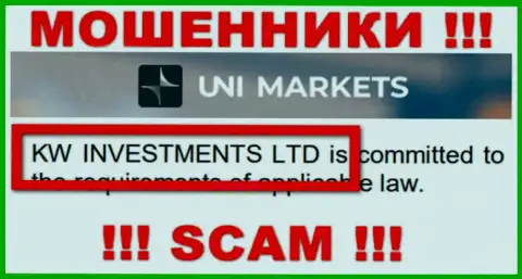 Владельцами ЮНИ Маркетс оказалась организация - KW Investments Ltd