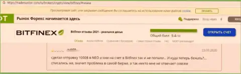 Очередная жалоба клиента на жульническую организацию Bitfinex Com, будьте осторожны