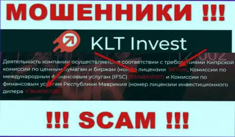 Хотя KLTInvest Com и показывают на онлайн-ресурсе лицензионный документ, знайте - они в любом случае ЛОХОТРОНЩИКИ !!!