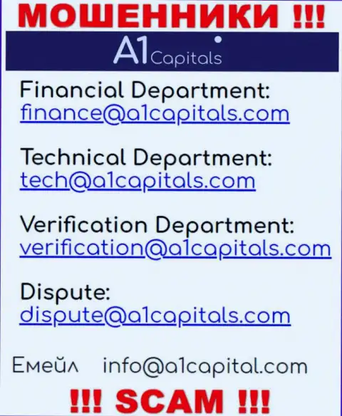 Лучше избегать контактов с ворами A1 Capitals, в т.ч. через их электронный адрес