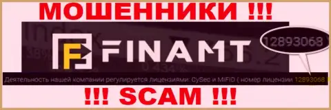 Аферисты Finamt Com не прячут свою лицензию, разместив ее на сайте, но будьте крайне бдительны !