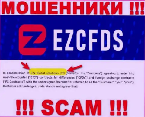 Вы не сумеете уберечь свои финансовые активы связавшись с организацией EZCFDS, даже в том случае если у них есть юридическое лицо Г.В. Глобал солютионс Лтд