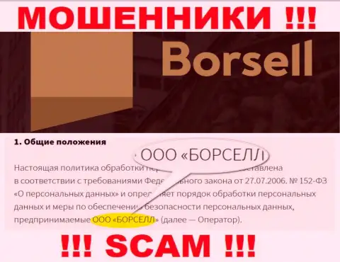 Кидалы Borsell принадлежат юридическому лицу - ООО БОРСЕЛЛ