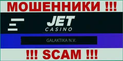 Информация об юридическом лице JetCasino, ими является компания GALAKTIKA N.V.
