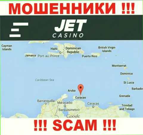 Адрес регистрации Jet Casino на территории - Curaçao