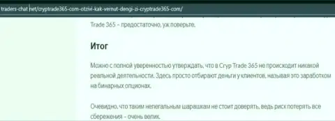 CrypTrade365 Com - это internet-мошенники, которым денежные средства доверять не стоит ни при каких обстоятельствах (обзор мошенничества)