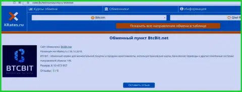 Информационный материал о обменном online-пункте BTCBit Net на web-портале xrates ru
