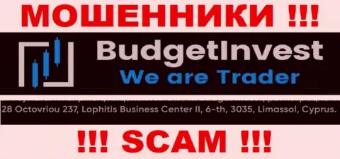Не работайте с BudgetInvest Org - данные махинаторы засели в оффшорной зоне по адресу - 8 Octovriou 237, Lophitis Business Center II, 6-th, 3035, Limassol, Cyprus