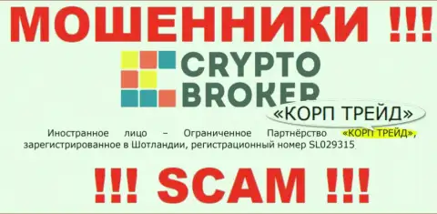 Данные о юридическом лице интернет мошенников Crypto-Broker Ru
