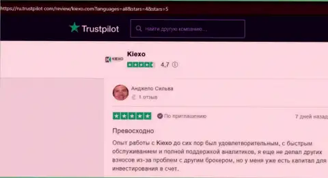 Мнение пользователей всемирной интернет паутины о Форекс брокерской организации KIEXO на web-сервисе trustpilot com