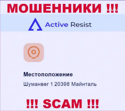 Юридический адрес регистрации Active Resist на официальном сайте липовый ! Будьте весьма внимательны !!!