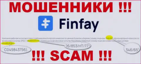 На онлайн-ресурсе FinFay приведена их лицензия, но это настоящие ворюги - не нужно верить им