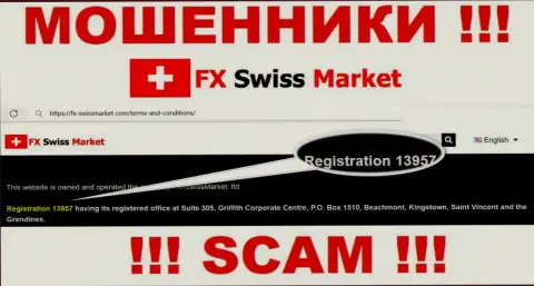 Как представлено на сайте мошенников FX SwissMarket: 13957 - это их номер регистрации