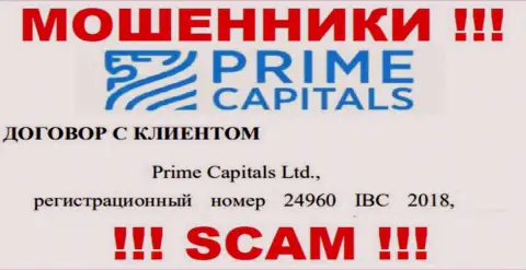 Prime Capitals Ltd - организация, владеющая мошенниками Prime Capitals