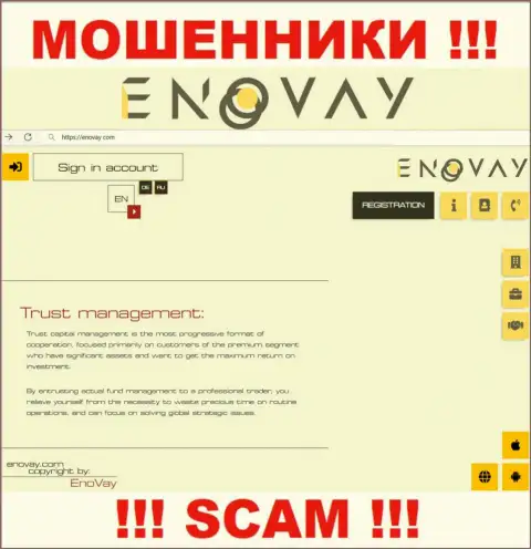 Вид официального веб-ресурса противозаконно действующей организации EnoVay Info