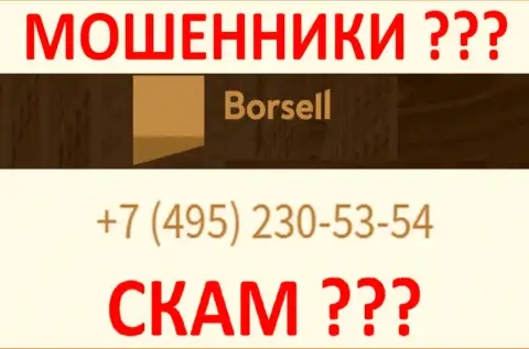 С какого номера телефона будут звонить жулики из компании Borsell LLC неизвестно, у них их множество